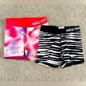 Women’s NikePro workout shorts 2 pairs